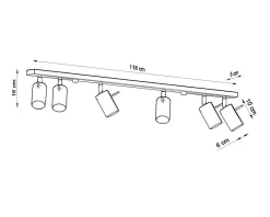 Deckenleuchten|Flurlampen*Sollux Deckenstrahler 6-flammig GU10 118 cm Chrom Metall
