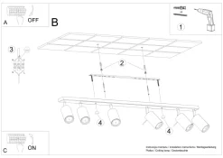 Deckenleuchten|Flurlampen*Sollux Deckenstrahler 6-flammig GU10 118 cm Chrom Metall
