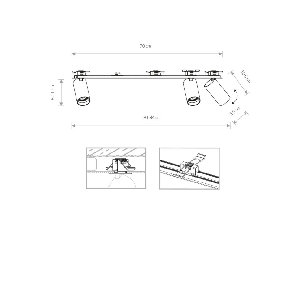 Nowodvorski Deckenstrahler 3-flammig GU10 Schwarz Metall Unterputz< Deckenleuchten|Spots