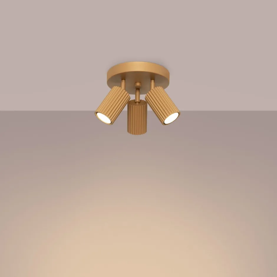 Sollux Deckenstrahler 3-flammig GU10 Ø 19,5 cm klein rund in Gold< Flurlampen|Wohnzimmerlampen