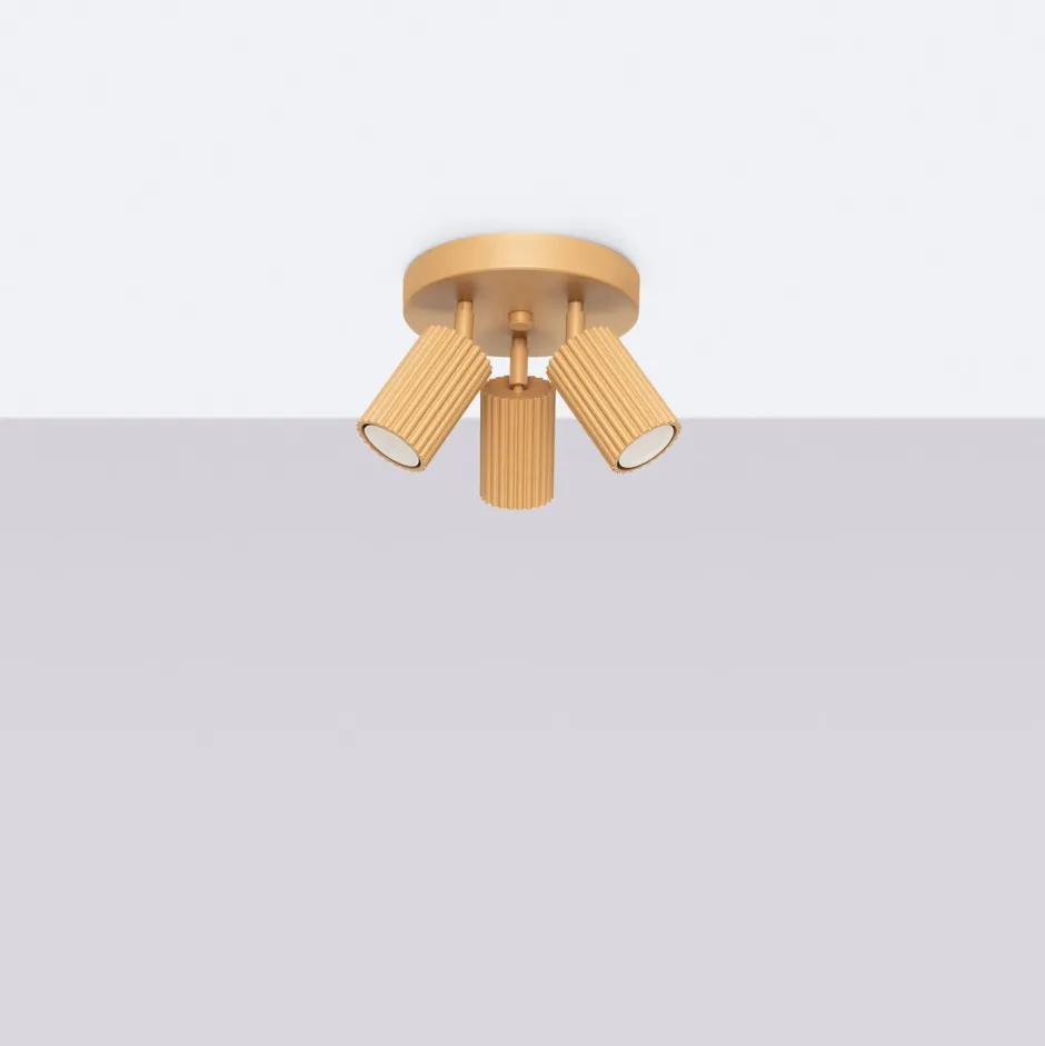 Sollux Deckenstrahler 3-flammig GU10 Ø 19,5 cm klein rund in Gold< Flurlampen|Wohnzimmerlampen