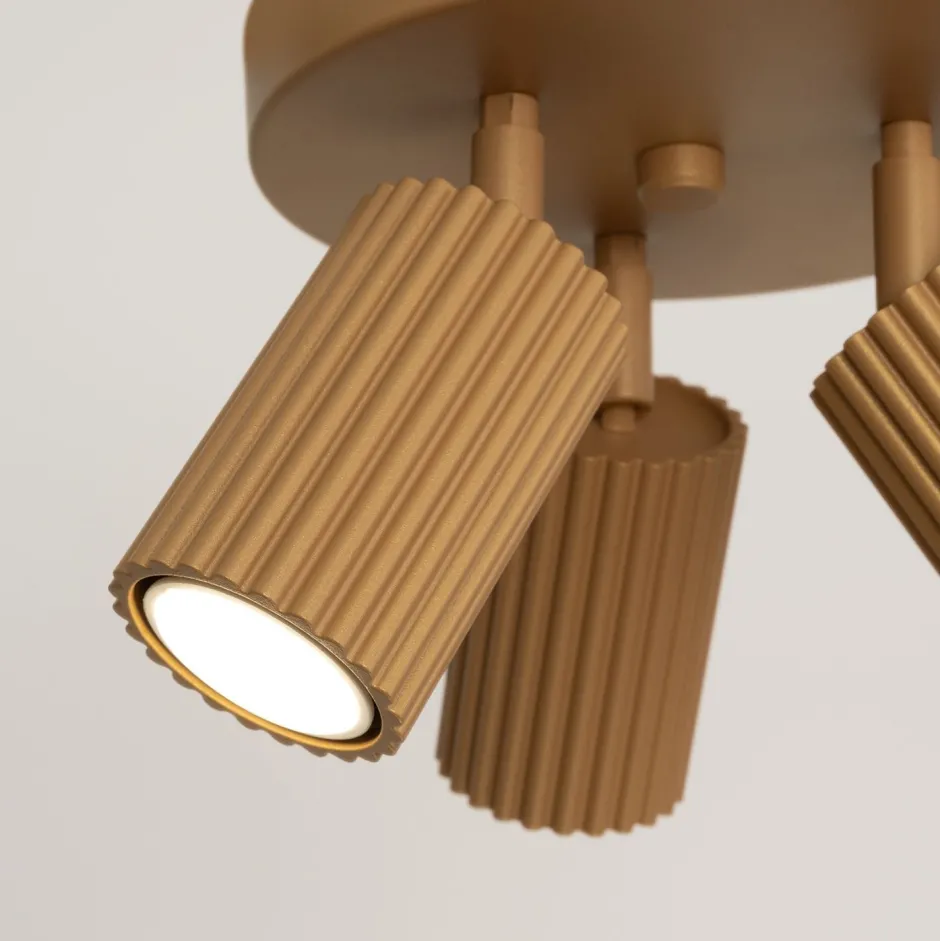 Sollux Deckenstrahler 3-flammig GU10 Ø 19,5 cm klein rund in Gold< Flurlampen|Wohnzimmerlampen