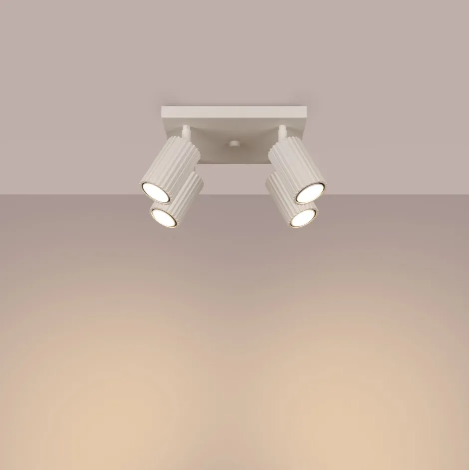 Wohnzimmerlampen|Metall Lampen*Sollux Deckenstrahler 4-flammig GU10 B: 25 cm klein Creme BERTA