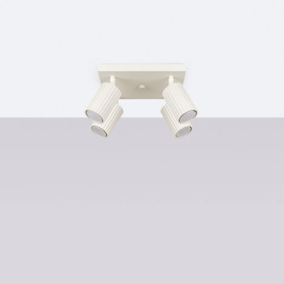 Wohnzimmerlampen|Metall Lampen*Sollux Deckenstrahler 4-flammig GU10 B: 25 cm klein Creme BERTA