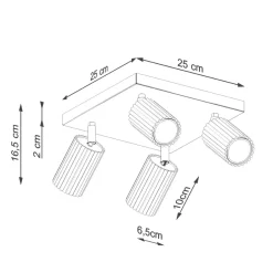 Wohnzimmerlampen|Metall Lampen*Sollux Deckenstrahler 4-flammig GU10 B: 25 cm klein Creme BERTA