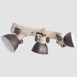 Steinhauer Deckenstrahler 3-flammig Holz Metall 59 cm E27 flexibel< Deckenleuchten|Spots