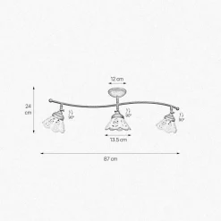 Deckenleuchten|Spots*Giovanni Battista Deckenstrahler 3-flammig Keramik Messing B: 87 cm E14