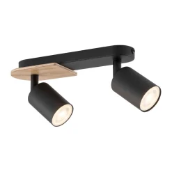 TK Lighting Deckenstrahler 2-flammig Metall Holz Schwarz Natur 35 cm< Deckenleuchten|Spots