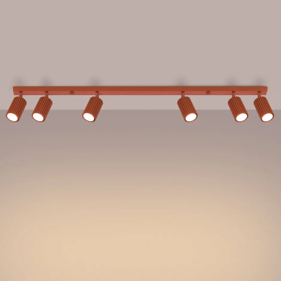 Flurlampen|Wohnzimmerlampen*Sollux Deckenstrahler 6-flammig Rot GU10 117 cm lang groß Aluminium