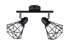Sollux Deckenstrahler 2-flammig Schwarz Metall Käfig Schirm< Deckenleuchten|Flurlampen