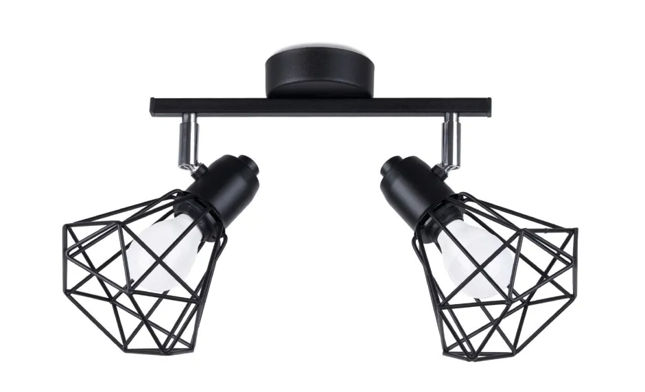 Sollux Deckenstrahler 2-flammig Schwarz Metall Käfig Schirm< Deckenleuchten|Flurlampen