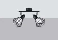 Sollux Deckenstrahler 2-flammig Schwarz Metall Käfig Schirm< Deckenleuchten|Flurlampen