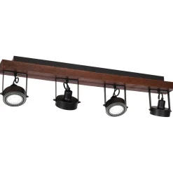 Luminex Deckenstrahler flexibel Holz Metall Schwarz 4-flammig< Spots|Flurlampen