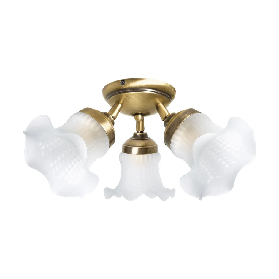 Deckenleuchten|Spots*Giovanni Battista Deckenstrahler Floral 3-flammig Messing Glas Ø 37 cm