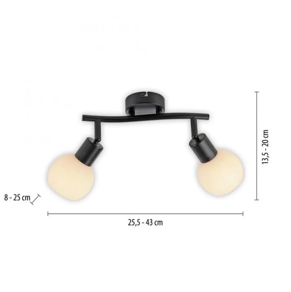 Flurlampen|Bürolampen*Just Light Deckenstrahler Glas Metall 43 cm inkl E14 5 W flexibel