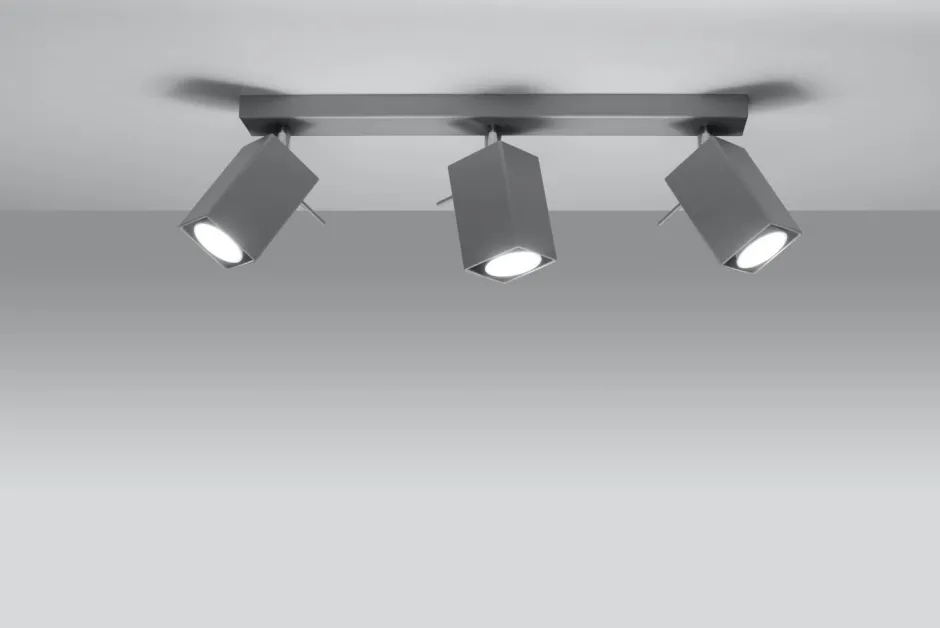 Deckenleuchten|Spots*Sollux Deckenstrahler Grau Stahl B:45cm eckig 3x GU10 FALERIA