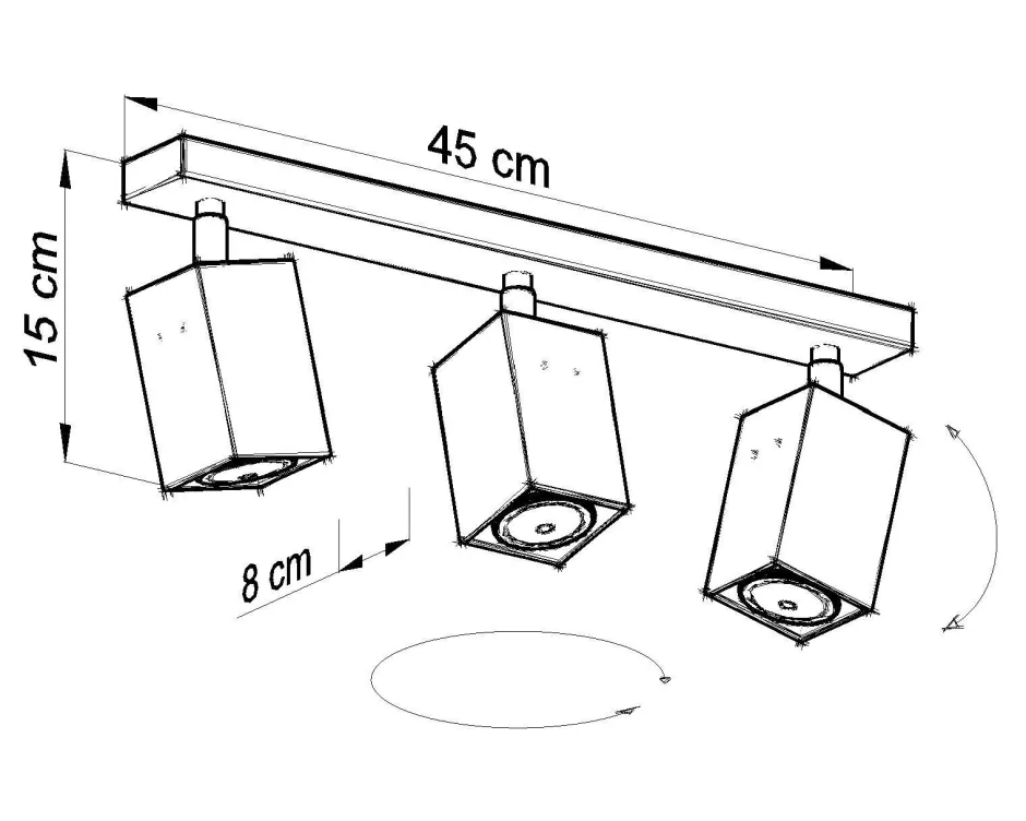 Deckenleuchten|Spots*Sollux Deckenstrahler Grau Stahl B:45cm eckig 3x GU10 FALERIA