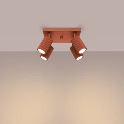 Flurlampen|Wohnzimmerlampen*Sollux Deckenstrahler GU10 4-flammig B: 25 cm klein quadratisch Rot