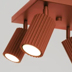 Flurlampen|Wohnzimmerlampen*Sollux Deckenstrahler GU10 4-flammig B: 25 cm klein quadratisch Rot