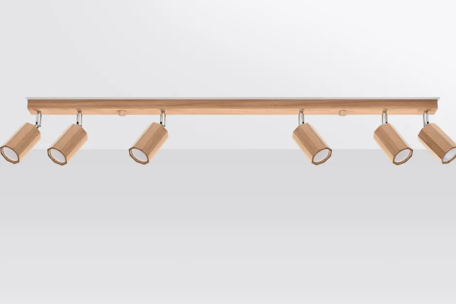 Sollux Deckenstrahler Holz 120 cm lang 6x GU10 verstellbar< Holzlampen|Moderne Lampen