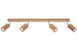 Holzlampen|Moderne Lampen*Sollux Deckenstrahler Holz 80 cm lang 4-flammig schwenkbar GU10