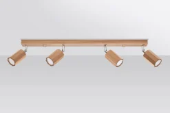 Holzlampen|Moderne Lampen*Sollux Deckenstrahler Holz 80 cm lang 4-flammig schwenkbar GU10