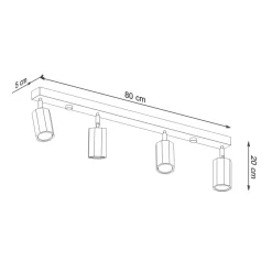 Holzlampen|Moderne Lampen*Sollux Deckenstrahler Holz 80 cm lang 4-flammig schwenkbar GU10