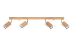 Holzlampen|Moderne Lampen*Sollux Deckenstrahler Holz 4-flammig 80 cm lang GU10 VESUVIA
