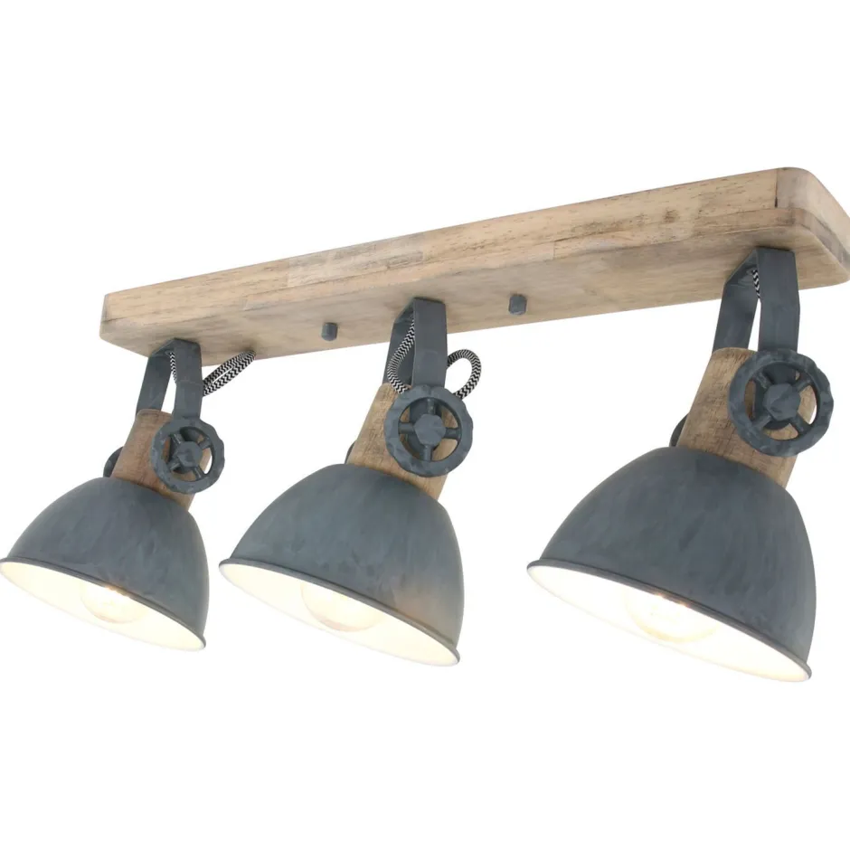 Deckenleuchten|Flurlampen*eltric K Heckel GmbH Deckenstrahler Holz Metall Grau 59 cm E27 beweglich