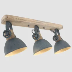 Deckenleuchten|Flurlampen*eltric K Heckel GmbH Deckenstrahler Holz Metall Grau 59 cm E27 beweglich