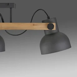 Flurlampen|Bürolampen*Just Light Deckenstrahler Holz Metall E27 96 cm 3-flammig flexibel