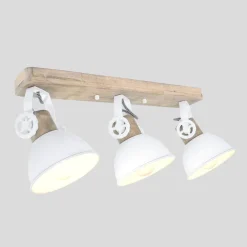 Deckenleuchten|Spots*Steinhauer Deckenstrahler Holz Metall Weiß 59 cm E27 beweglich