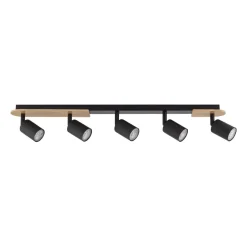 Deckenleuchten|Spots*TK Lighting Deckenstrahler Holz Metall 85 cm lang Braun Schwarz 5x GU10