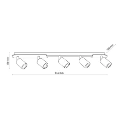 Deckenleuchten|Spots*TK Lighting Deckenstrahler Holz Metall 85 cm lang Braun Schwarz 5x GU10