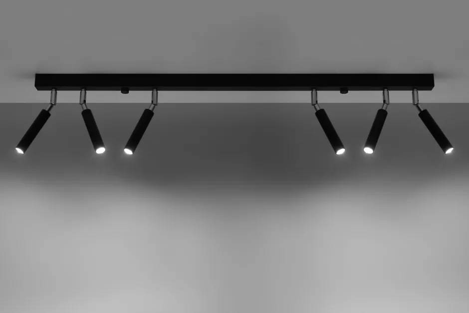 Sollux Deckenstrahler Metall 100 cm lang 6-flammig G9 Schwarz< Deckenleuchten|Flurlampen