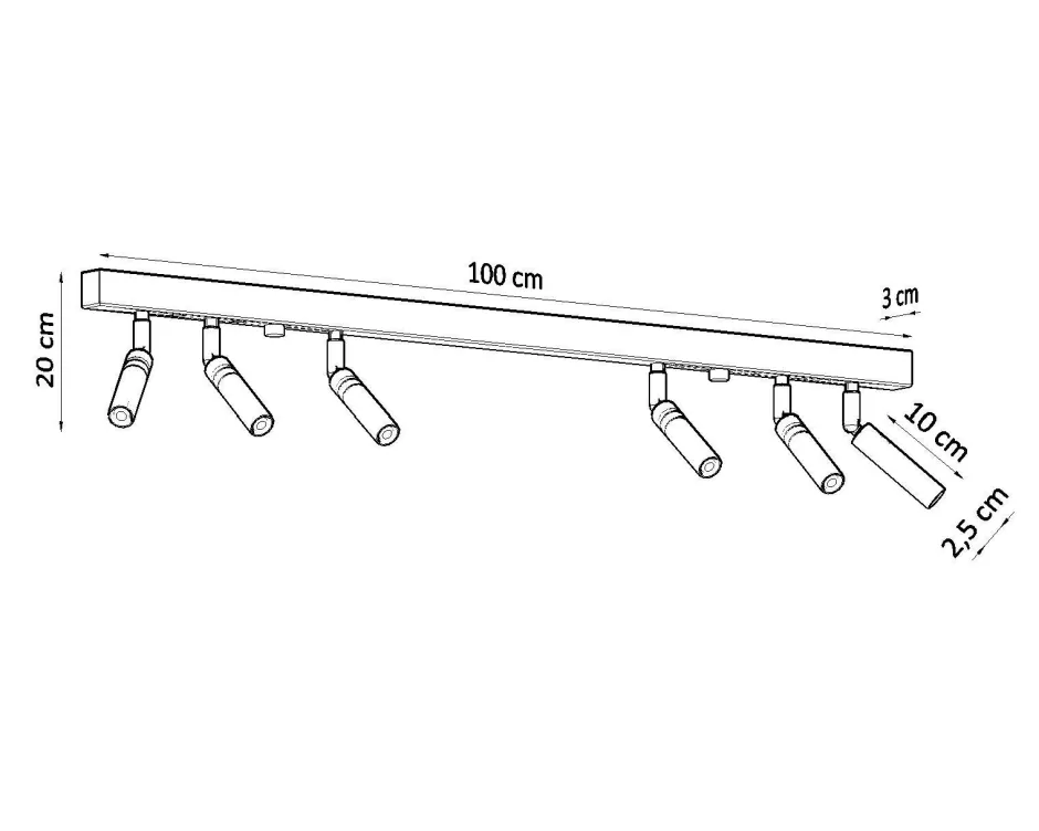 Sollux Deckenstrahler Metall 100 cm lang 6-flammig G9 Schwarz< Deckenleuchten|Flurlampen