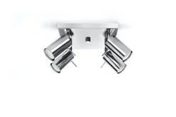 Wohnzimmerlampen|Moderne Lampen*Sollux Deckenstrahler Metall 4-flammig Chrom B: 25 cm GU10