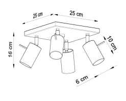 Wohnzimmerlampen|Moderne Lampen*Sollux Deckenstrahler Metall 4-flammig Chrom B: 25 cm GU10