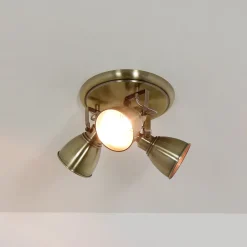 Deckenleuchten|Flurlampen*Easylight Deckenstrahler Metall 3-flammig in Messing rund