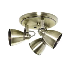 Deckenleuchten|Flurlampen*Easylight Deckenstrahler Metall 3-flammig in Messing rund