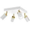 Luminex Deckenstrahler Metall 4-flammig Weiß Gold GU10 verstellbar< Deckenleuchten|Spots
