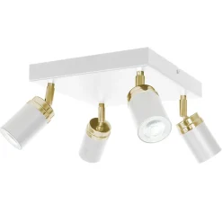 Luminex Deckenstrahler Metall 4-flammig Weiß Gold GU10 verstellbar< Deckenleuchten|Spots