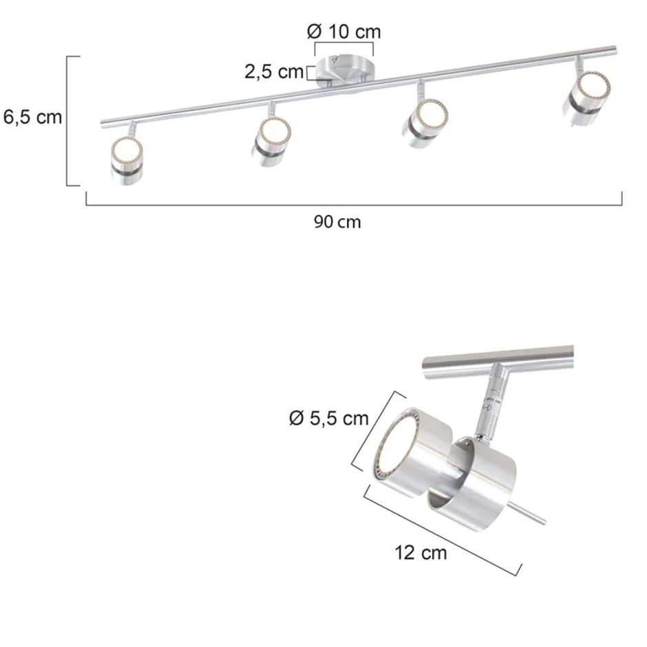 Deckenleuchten|Spots*Steinhauer Deckenstrahler Metall 4-flmg 90 cm inkl. GU10 beweglich