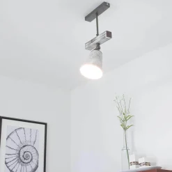 Luminex Deckenstrahler Metall Holz in Shabby Weiß Taupe E27< Flurlampen|Küchenlampen