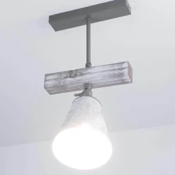 Luminex Deckenstrahler Metall Holz in Shabby Weiß Taupe E27< Flurlampen|Küchenlampen