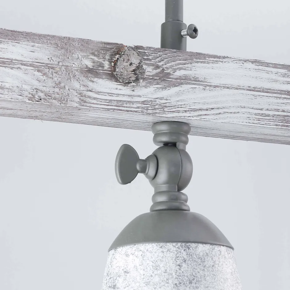 Luminex Deckenstrahler Metall Holz in Shabby Weiß Taupe E27< Flurlampen|Küchenlampen