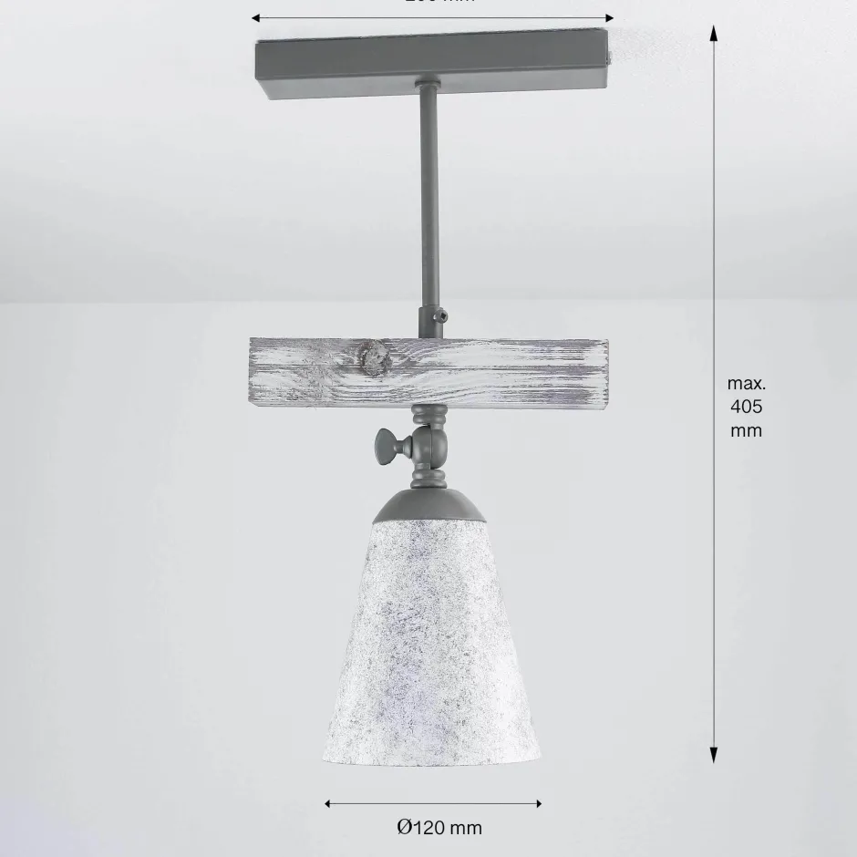 Luminex Deckenstrahler Metall Holz in Shabby Weiß Taupe E27< Flurlampen|Küchenlampen