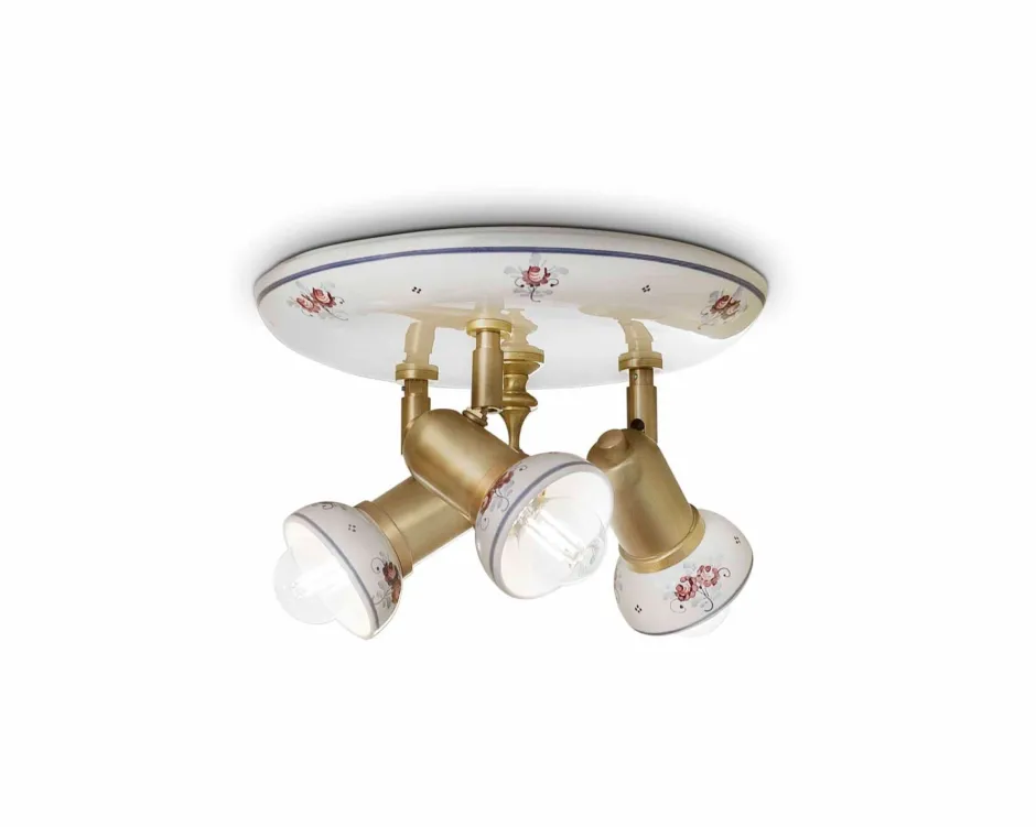 Wohnzimmerlampen|Keramiklampen*Ferroluce Deckenstrahler Metall Keramik E14 verstellbar 3-flammig