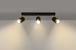 Deckenleuchten|Flurlampen*Sollux Deckenstrahler Metall Schwarz Gold 3-flammig 45 cm lang