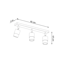 Deckenleuchten|Flurlampen*Sollux Deckenstrahler Metall Schwarz Gold 3-flammig 45 cm lang